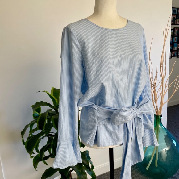 *SOLD* Pleione Romantic Striped Blouse - Blue - M - Picture 4 of 8